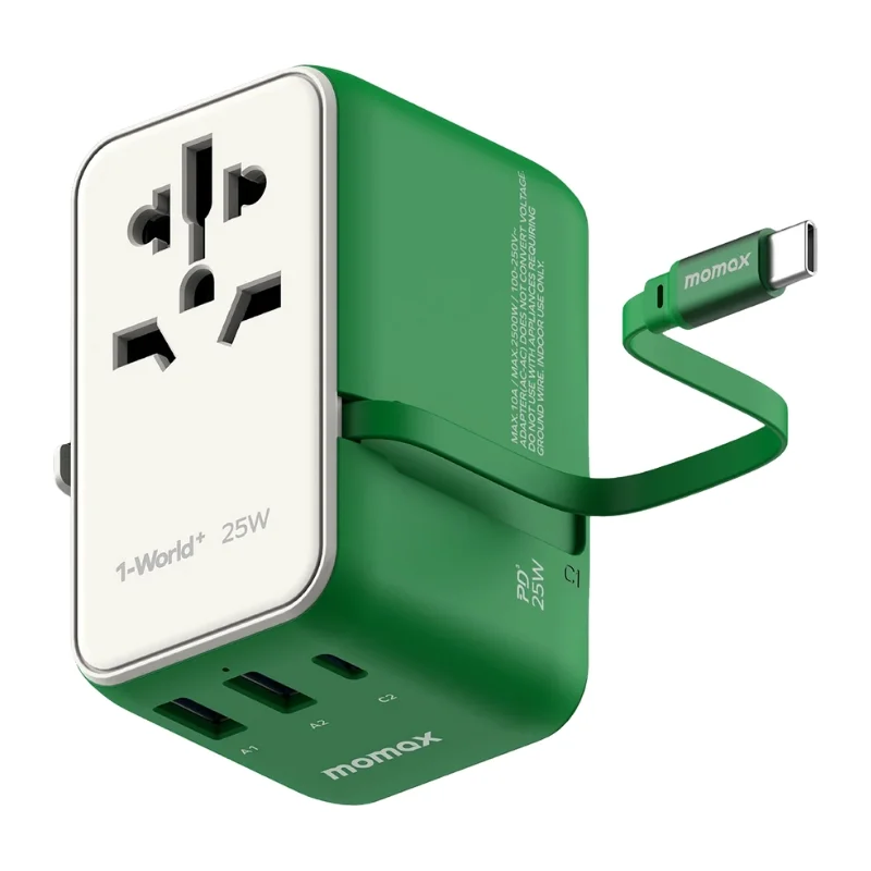 شاحن Momax World+ 25W مع 3 منافذ وكابل USB-C مدمج - 3552 — 4