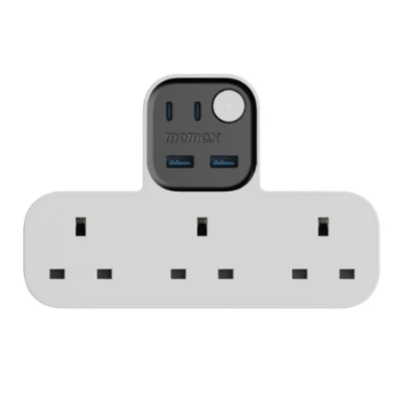 مومكس شاحن متعدد الاستخدامات T مع 3 منافذ كهرباء ومنفذين USB - 3490 — 4