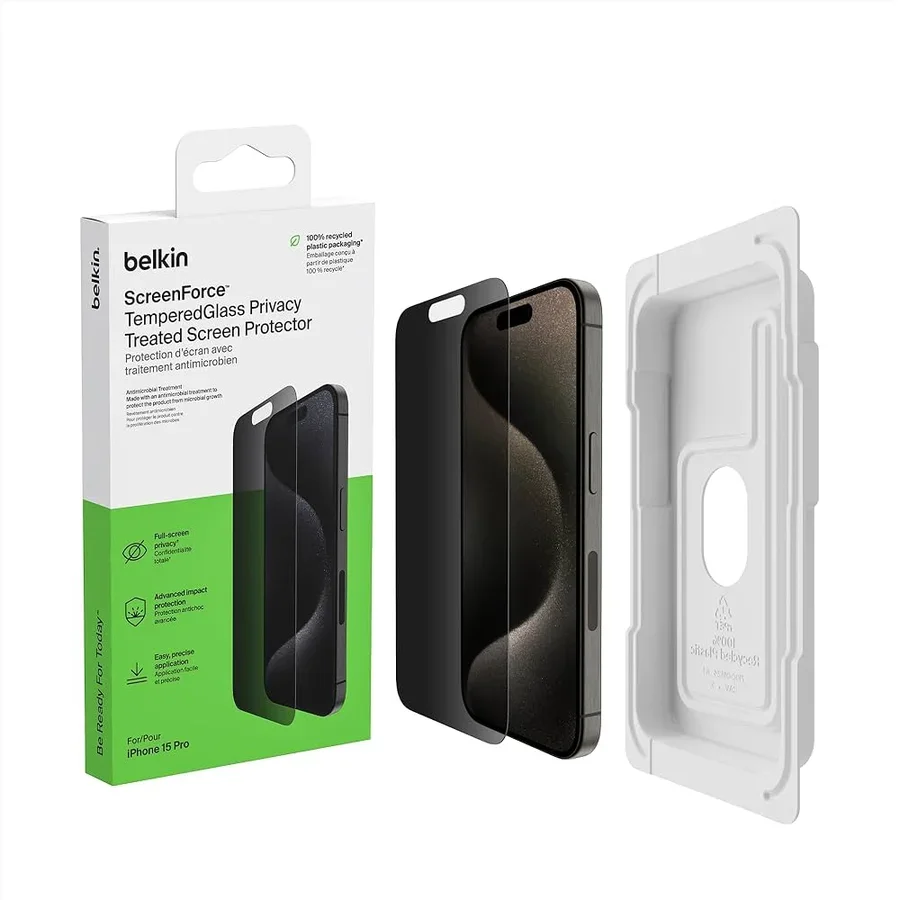 لاصق شاشة BELKIN SCREENFORCE™ Tempered Glass Privacy لجهاز iPhone 13 Pro Max / iPhone 14 Plus - SFA070ec — 2