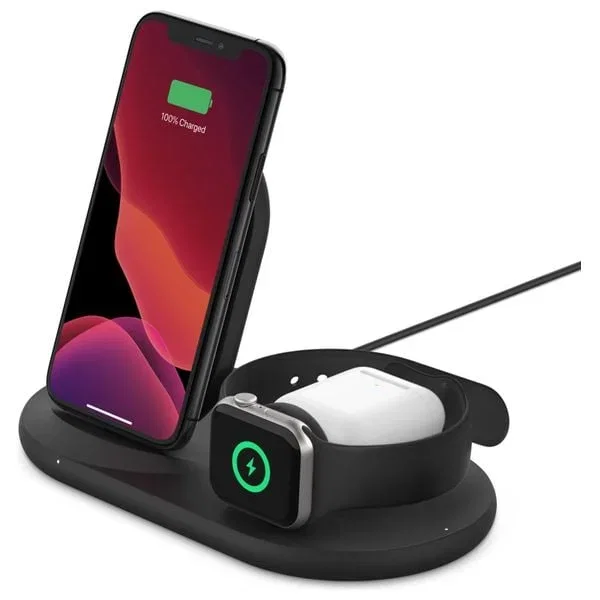 حامل شحن لاسلكي بيلكن BoostCharge 3 في 1 بقوة 7.5 واط — 5