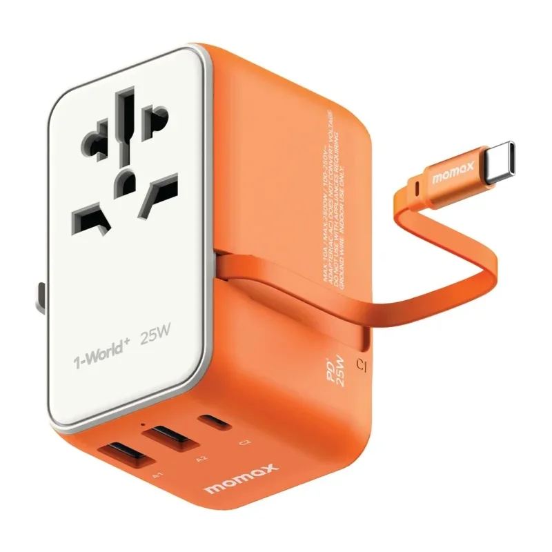 شاحن Momax World+ 25W مع 3 منافذ وكابل USB-C مدمج - 3552 — 6