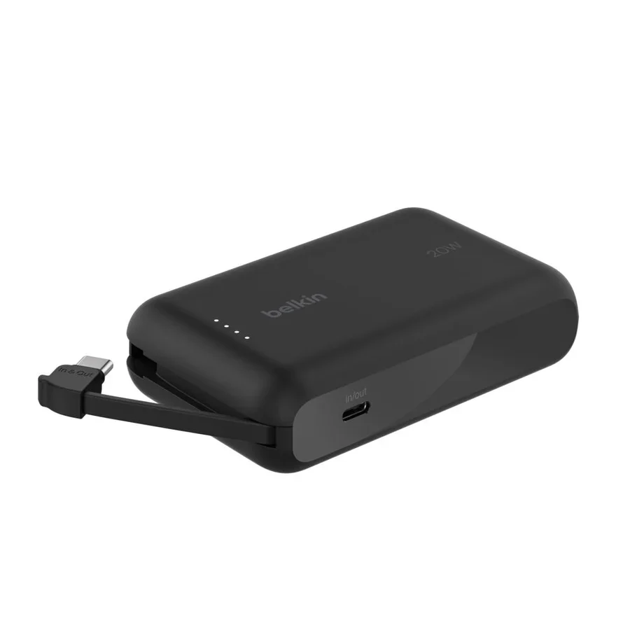 باور بانك بيلكين BoostCharge سعة 10000 مللي أمبير مع كيبل USB-C مدمج — 3