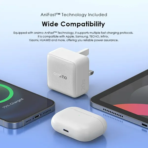 شاحن أورايمو 20 واط بتقنية GaN مع كابل USB-C إلى USB-C — 5