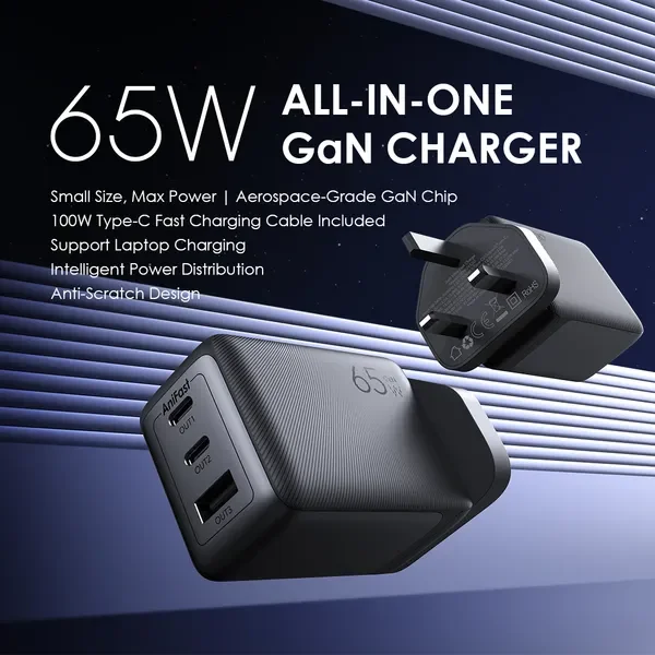 شاحن Oraimo 65W بتقنية GaN مع كابل USB Type-C إلى USB Type-C - أسود - 5288 — 3