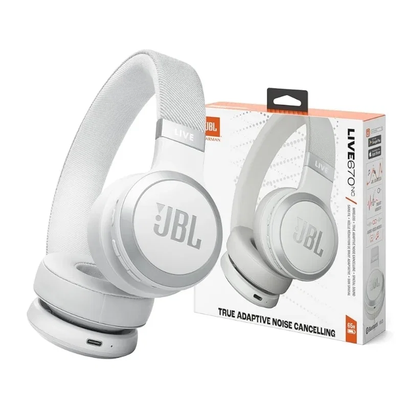 سماعة رأس لاسلكية JBL Live 670NC مع خاصية إلغاء الضوضاء - أبيض 200002676 — 2