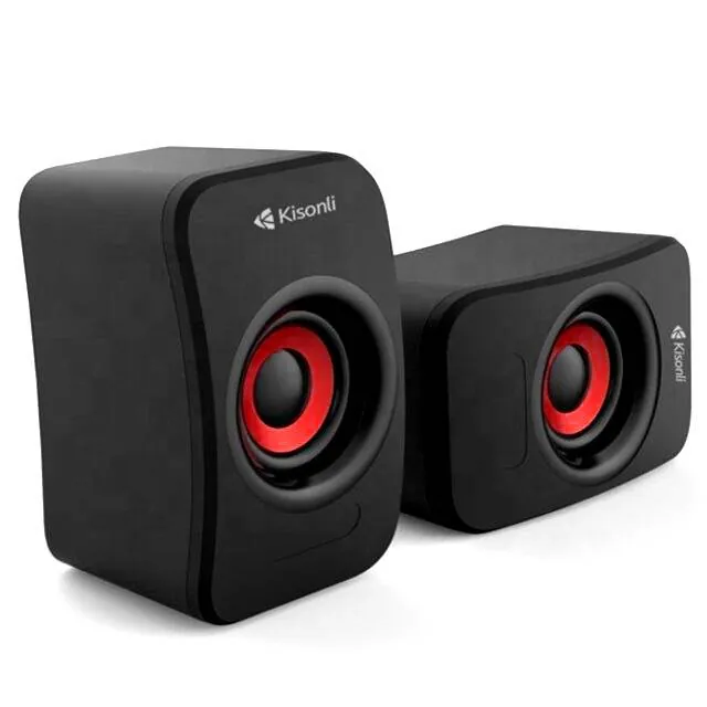 مكبر صوت - Kisonli KS‑07 USB Speaker Black-Red — 2
