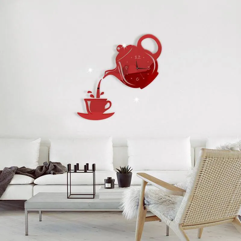 ساعة حائط ديكور بشكل إبريق الشاي مع فنجان Teapot &amp; Cup Wall Clock — 2