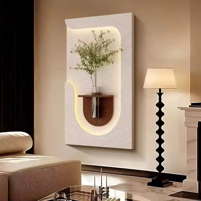 ديكور حائط بإضاءة LED فازة لتزيين الحائط مع إضاءة LED ومزهرية زجاجية — 3