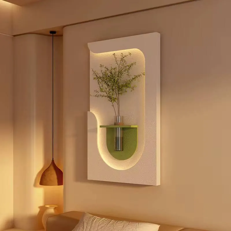 ديكور حائط بإضاءة LED فازة لتزيين الحائط مع إضاءة LED ومزهرية زجاجية — 2