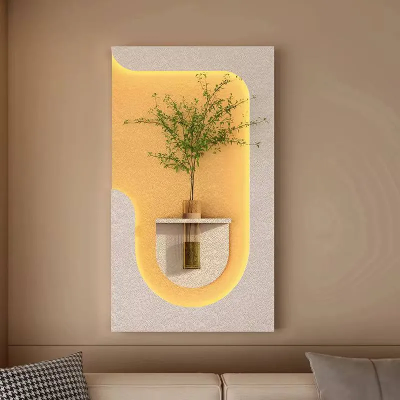 ديكور حائط بإضاءة LED فازة لتزيين الحائط مع إضاءة LED ومزهرية زجاجية — 4