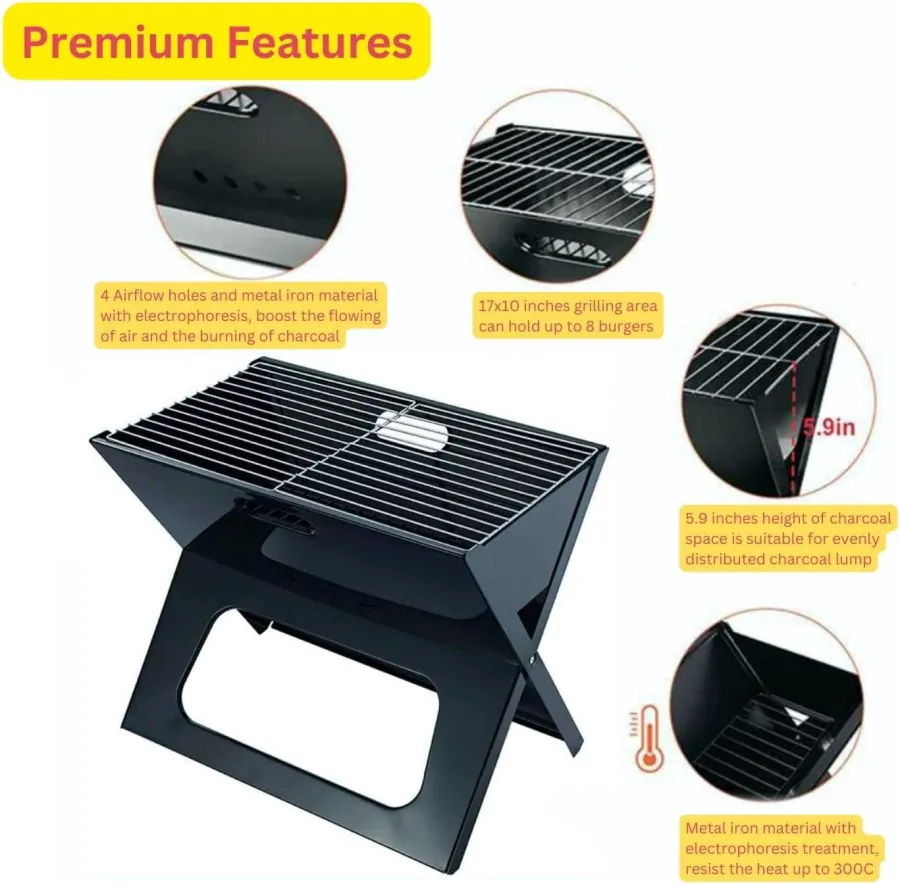 شواية فحم محمولة قابلة للطي مقاس 48×27.5 سم XINWAN Portable Foldable BBQ Grill – MD-8018B — 5
