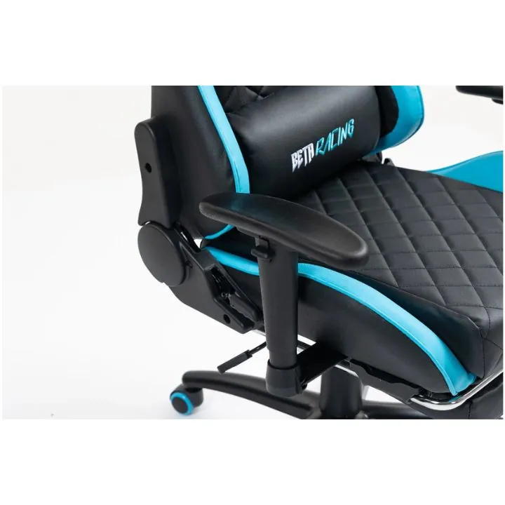 كرسي ألعاب بيتا ريسنغ أسود مع أزرق ومسند قدم Beta Racing Gaming Chair Blue-Black with Footrest — 3