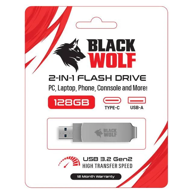فلاش ميموري بلاك وولف 128GB ثنائي (USB-A &amp; Type-C) — 3