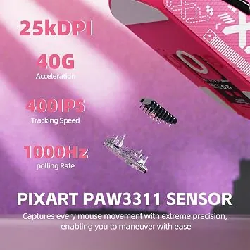 ATTACK SHARK G3 PRO BERRY RED MOUSE WIRED-2.4G-BT — 6