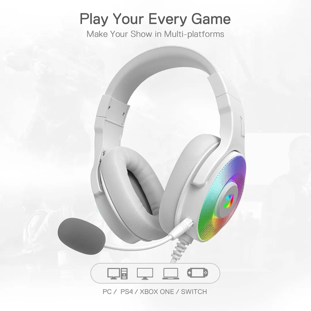 Redragon Pandora H350W-RGB Virtual 7.1 RGB Gaming Headset – White — 4