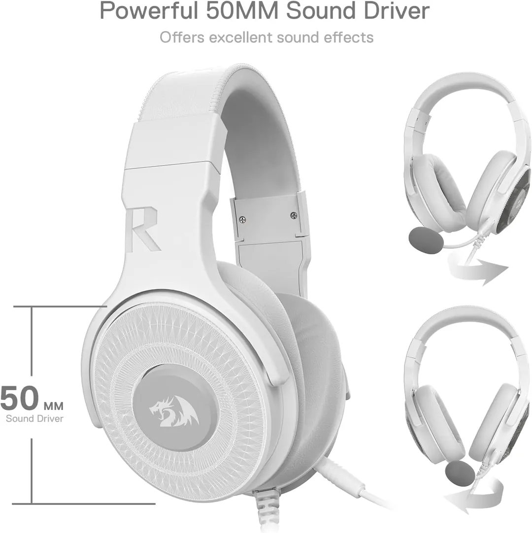 Redragon Pandora H350W-RGB Virtual 7.1 RGB Gaming Headset – White — 6
