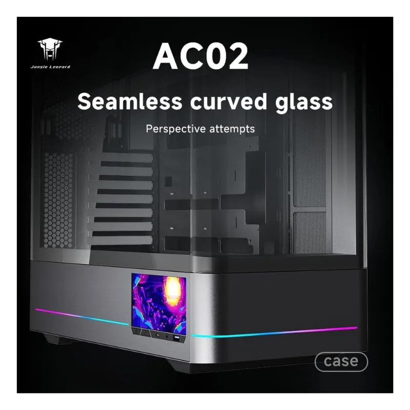 Jungle Leopard AC-02 Mid-Tower ATX Gaming Case with 5.5″ LCD Display – Black — 3