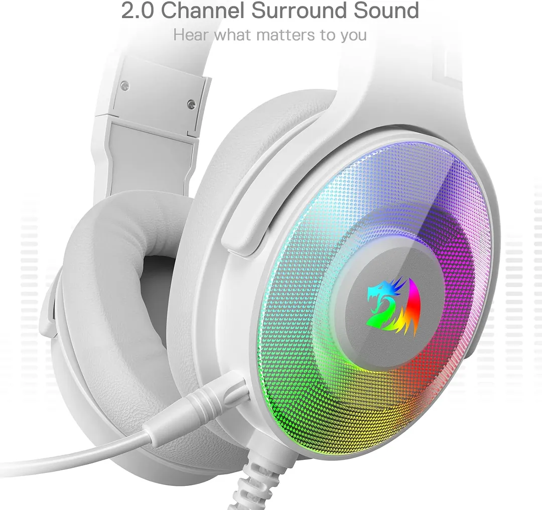 Redragon Pandora H350W-RGB Virtual 7.1 RGB Gaming Headset – White — 3