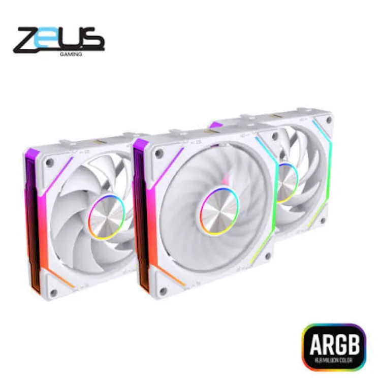 Zeus ZF-120 ARGB Chain Fan – White Edition — 2
