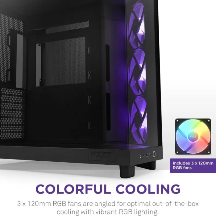 NZXT H6 FLOW RGB COMPACT DUAL-CHAMBER ATX BLACK CASE — 3