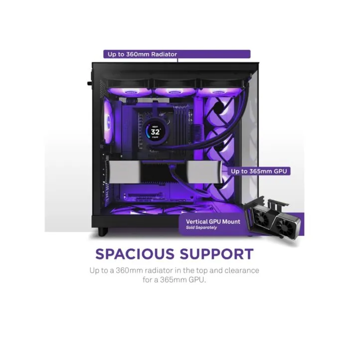 NZXT H6 FLOW RGB COMPACT DUAL-CHAMBER ATX BLACK CASE — 5