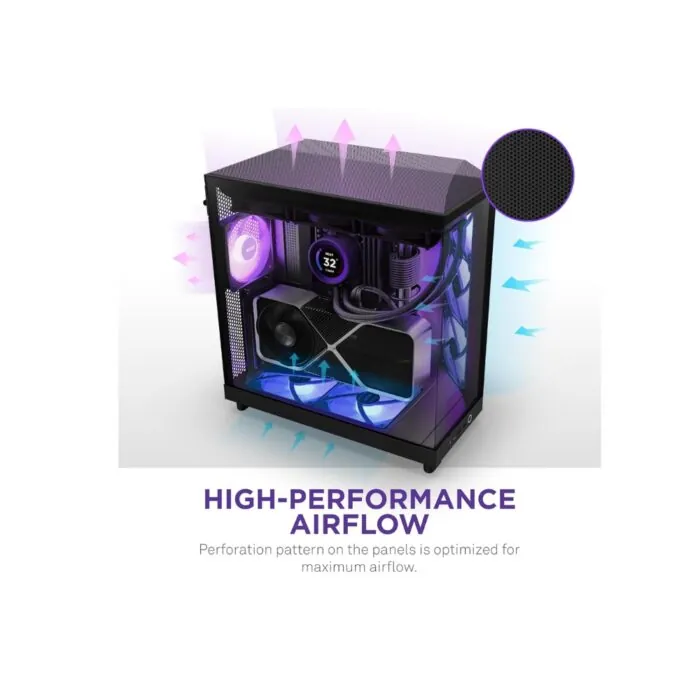 NZXT H6 FLOW RGB COMPACT DUAL-CHAMBER ATX BLACK CASE — 4