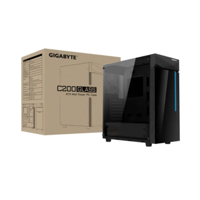 GIGABYTE C200G GLASS Black Mid-Tower PC Case — 2