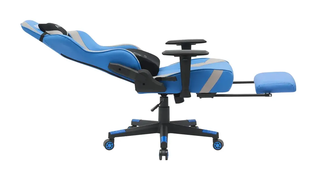 كرسي RUNDA GAMING CHAIR RD-1009 FOOTREST BLUE+GREY — 4