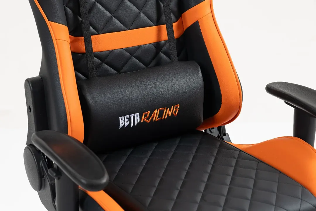 كرسي Beta Racing Gaming chair Orange-Black with Footrest — 4