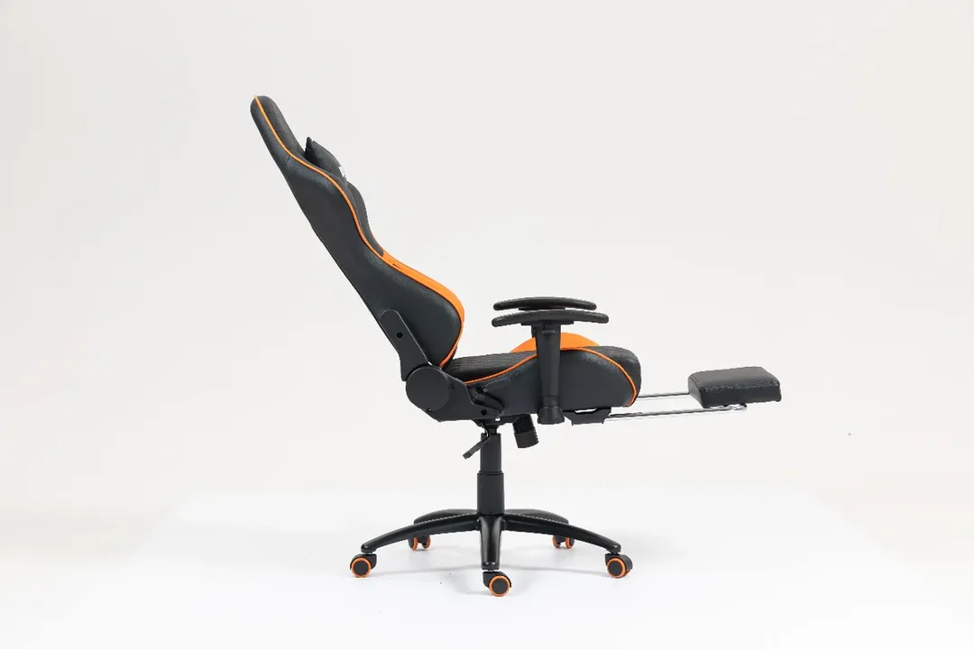 كرسي Beta Racing Gaming chair Orange-Black with Footrest — 3