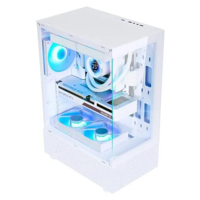 SAMA Neview 3321 ATX Mid Tower Gaming Case (4-ARGB Pre-installed fans & Hub Control) – White — 2