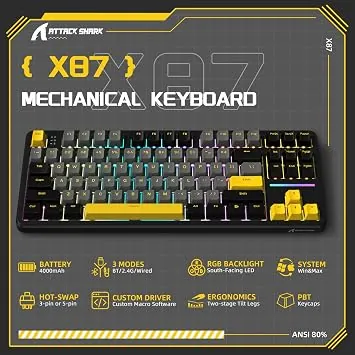 ATTACK SHARK Keyboard X87 STAR Black — 4