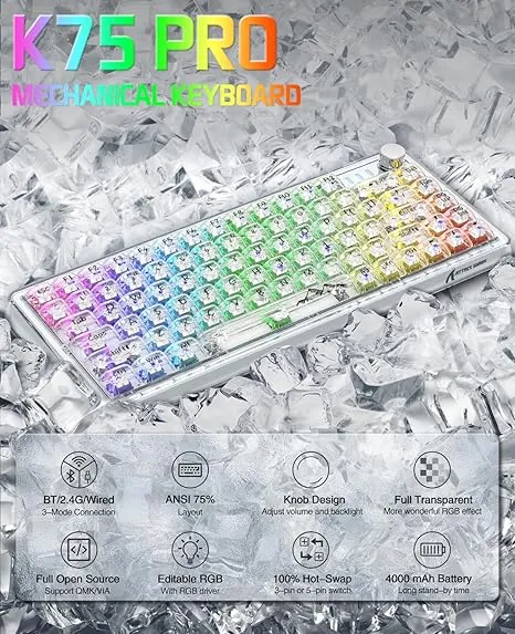 ATTACK SHARK KEYBOARD X820ULTRA WHITE — 6