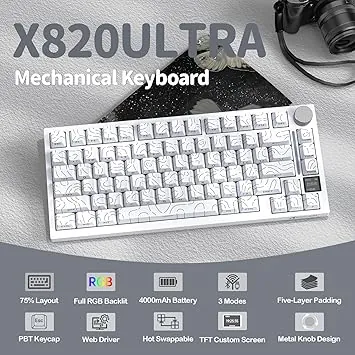 ATTACK SHARK KEYBOARD X820ULTRA WHITE — 4