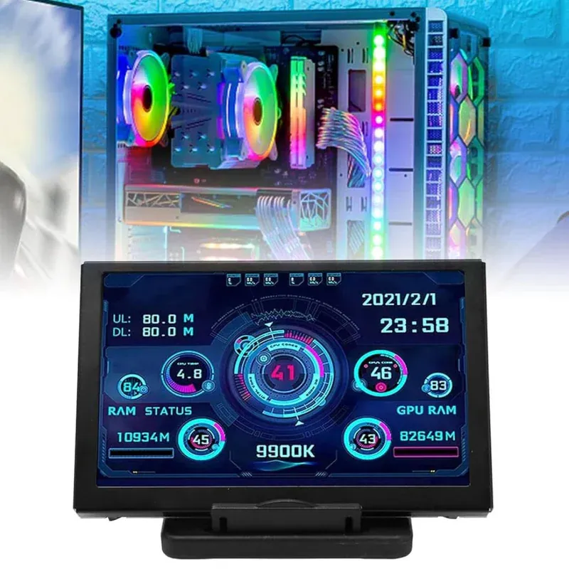 شاشة مراقبة 5″ IPS LCD عرض حرارة المعالج، Type-C، تعتمد على السوفتوير — 5