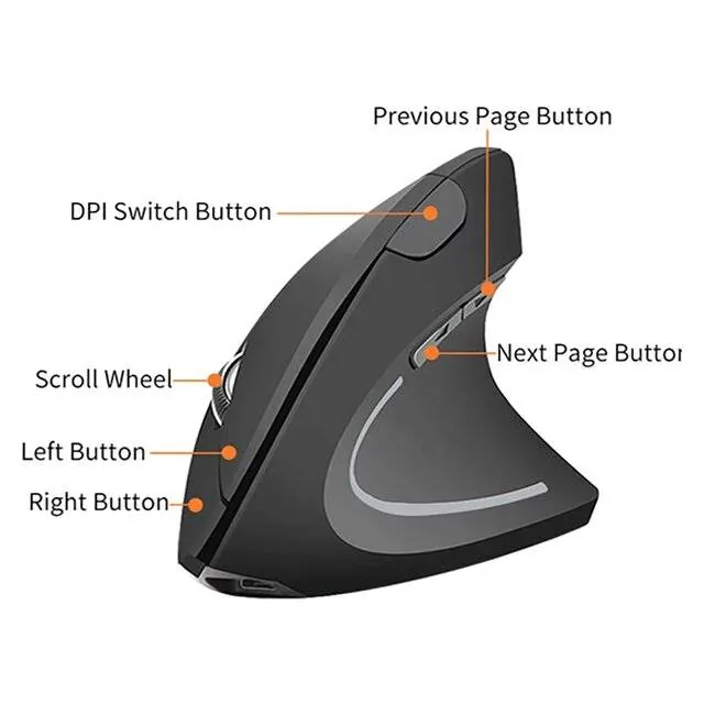 Jertech JR322 Vertical Wireless [BT/2.4G] Mouse (Black) — 2