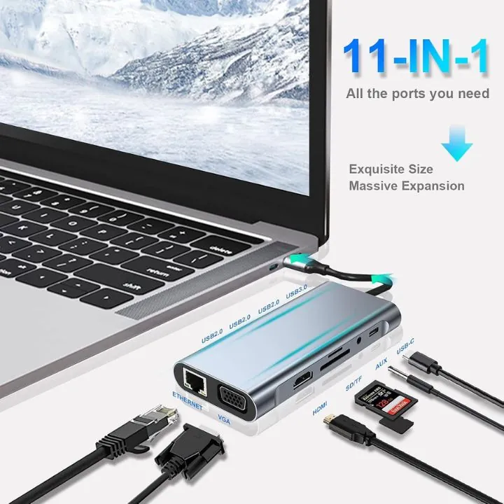 موزع تايب سي 11 منافذ (هاب) USB HUB – 11 in 1 HUB USB-C — 2