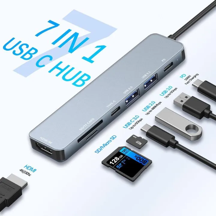 موزع تايب سي 7 منافذ (هاب) USB HUB – 7 in 1 HUB USB-C — 2