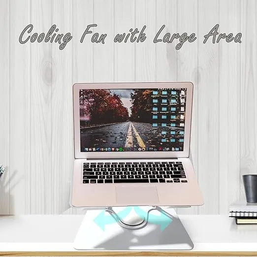 ستاند لابتوب ألمنيوم قابل للطي مع مروحتين تبريد – دوار 360 درجة KRESHU Aluminium Laptop Stand with Double Cooling Fans – 360° Adjustable & Foldable — 2