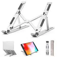 حامل لابتوب ألومنيوم قابل للطي(مقاس 10‑15.6 إنش) Adjustable Aluminum Laptop Stand – 10‑15.6″ Foldable — 2