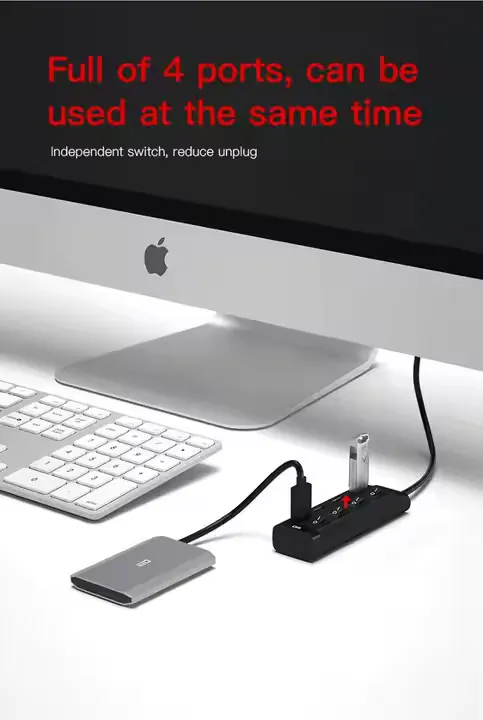 موزع USB رباعي المنافذ مع مفاتيح تحكم فردية USB 4-Port Hub with Individual Power Switches — 2