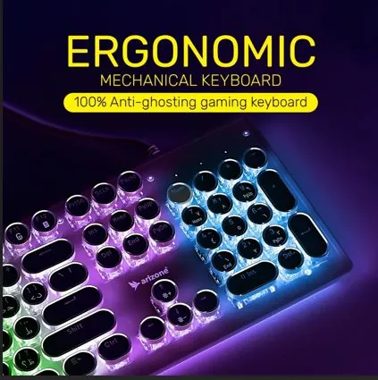 كيبورد ميكانيكي للألعاب بإضاءة RGB – تصميم عربي إنجليزي – 104 زر Mechanical Keyboard – RGB Backlit – 104 Keys – ArabicEnglish Layout — 2