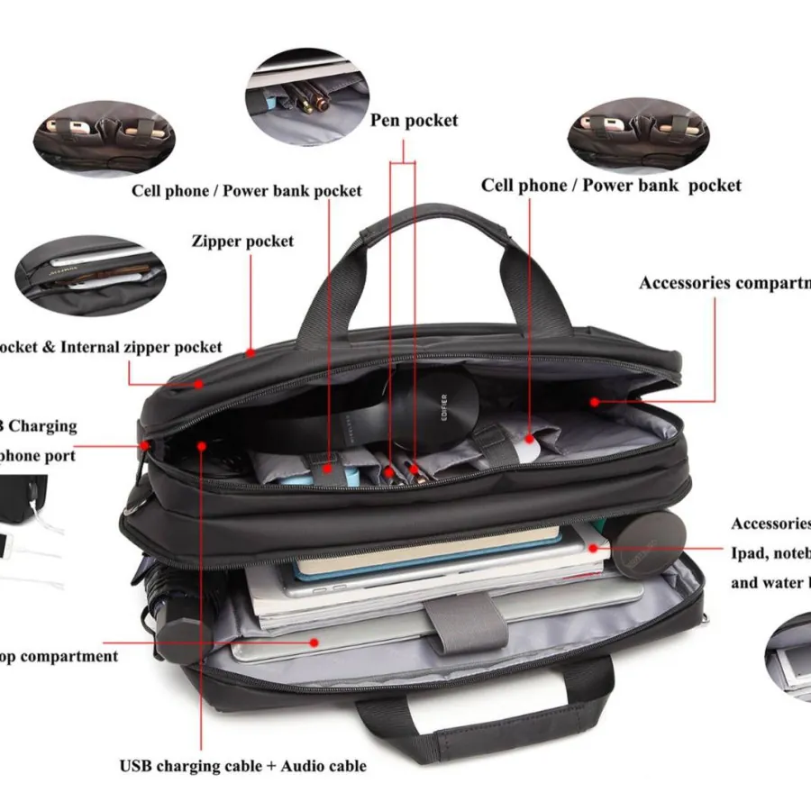 حقيبة ظهر ولابتوب متعددة الوظائف 4 في 1 مع منفذ شحن USB من سومفيس – موديل 9160 SUMFIS 4in1 USB Functional Laptop Backpack – Model 9160 — 3