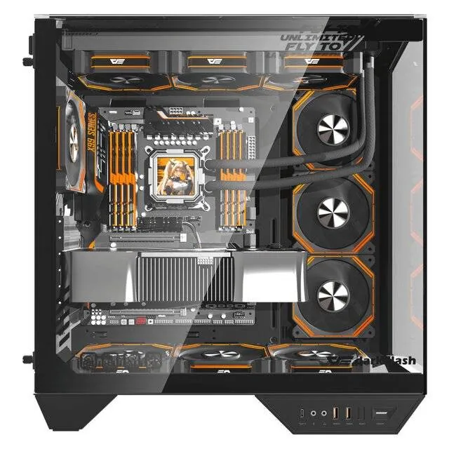 DarkFlash DY470 ATX Gaming PC Case With (4x Pre-installed ARGB fans) – Black — 3