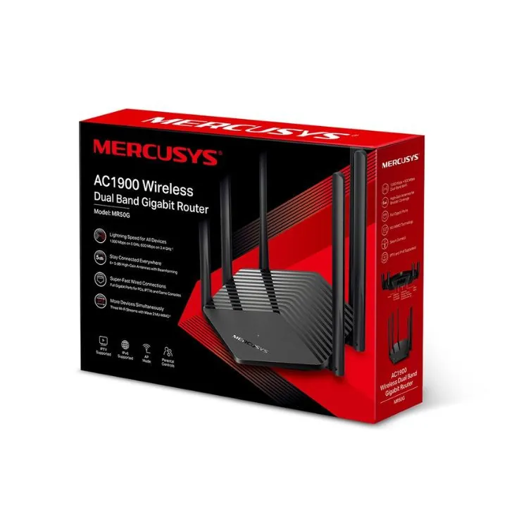 راوتر مزدوج النطاق من ميركوسيس بسرعة 1900 ميغابت – موديل MR50G MERCUSYS MR50G AC1900 Wireless Dual Band Gigabit Router — 3
