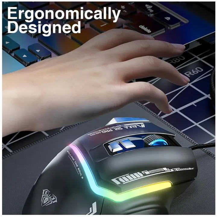 ماوس ألعاب سلكي AULA S12 PRO بإضاءة RGB و7 أزرار قابلة للبرمجة AULA S12 PRO Wired Gaming Mouse with 7 Programmable Keys — 2