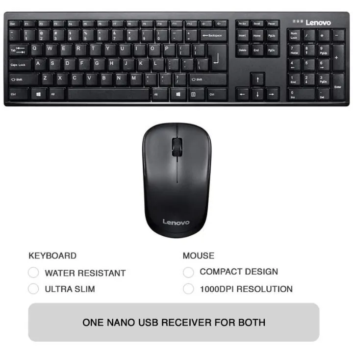 طقم لاسلكي من لينوفو 100 (كيبورد وماوس لاسلكي) Lenovo 100 Wireless Combo Keyboard & Mouse — 2