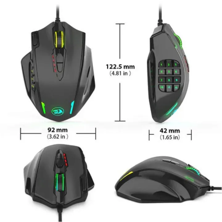 Redragon Impact M908 RGB 12400 DPI MMO Wired Gaming Mouse — 2