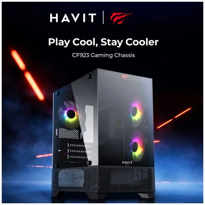 كيس حاسوب كيمنك هافيت CF923 RGB زجاج جانبي HAVIT CF923 Gaming Chassis Case — 2