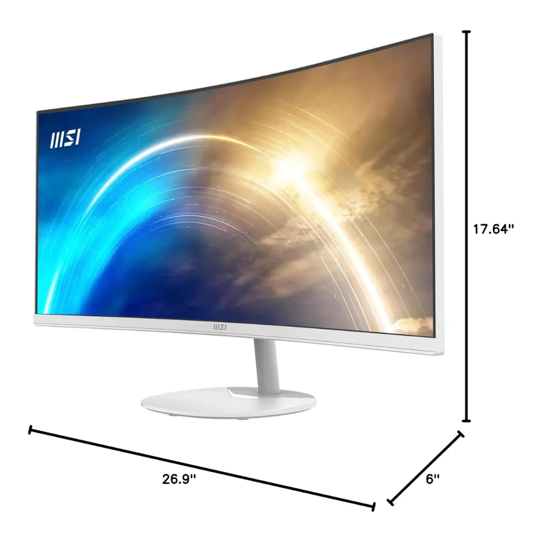 MSI PRO MP341CQW Curved – 34 Inch UWQHD (3440 x 1440) VA Panel 100Hz 1ms White — 3